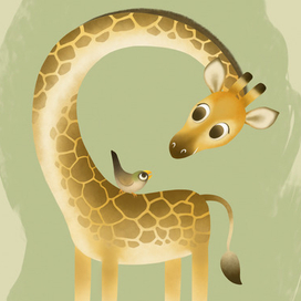 Жираф и птичка
