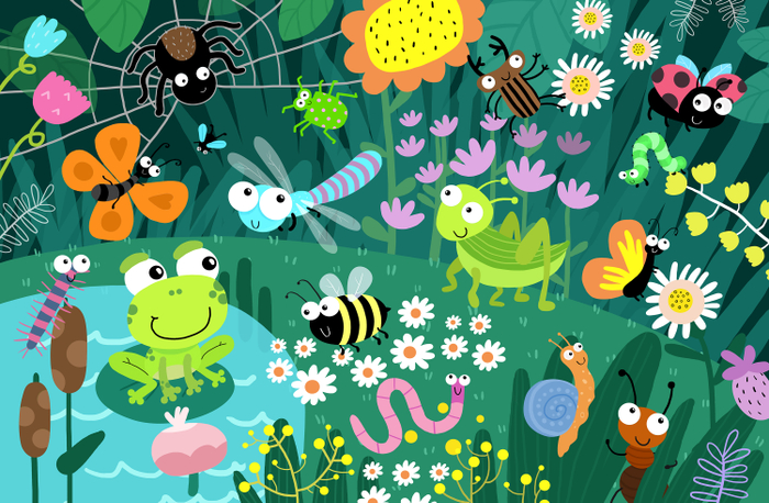 иллюстрация для детей, на пруду