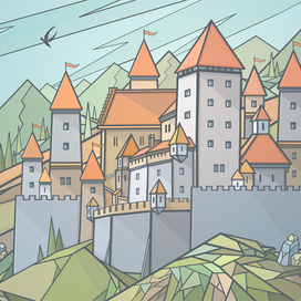 Замок в горах. Иллюстрация. Цифровая живопись