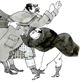 Мистер Пиквик и мистер Уинкль удерживают мистера Уордля