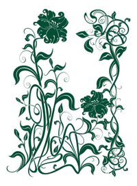 хризантемы в японском стиле - редактируемые