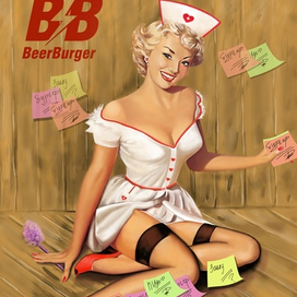 иллюстрация пин ап  плакат для бара