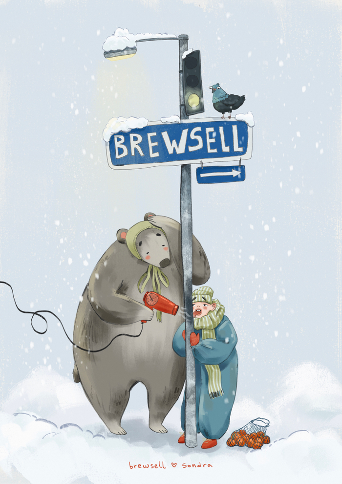 Новогодняя открытка для кофейни Brewsell