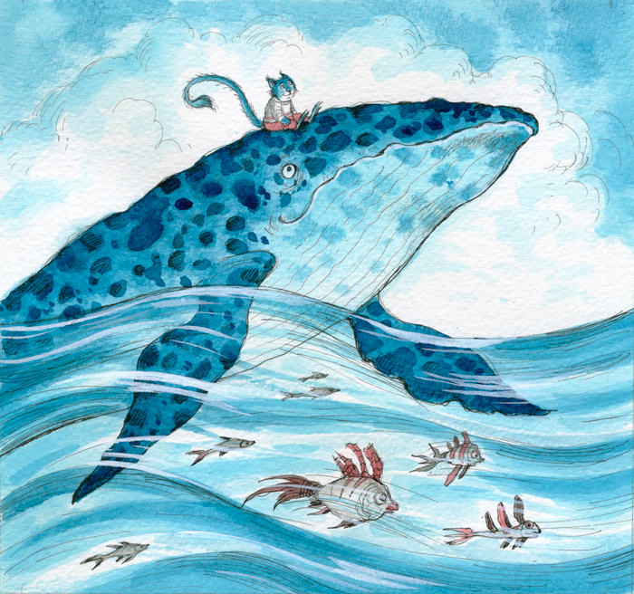 Иллюстрация к сказке Насти Строкиной "Кит плывет на Север"