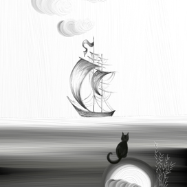 Кошка у моря