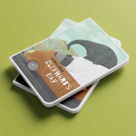 Серия иллюстраций о слонах.