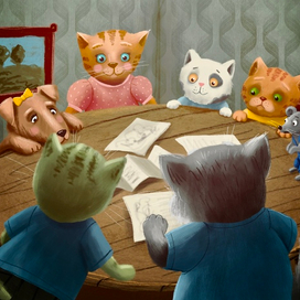 Иллюстрация к книге «Удивительные приключения в городе кошек» Н.Винярская
