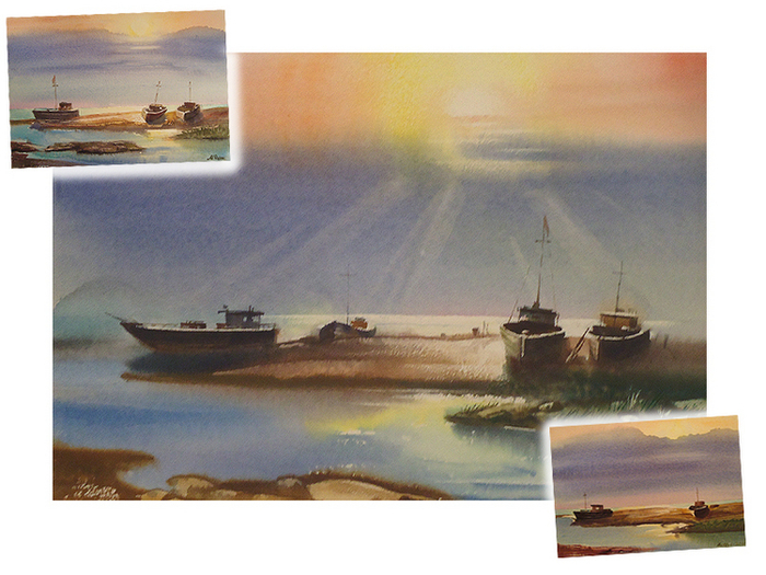 Мастер-класс по акварели.Рижский залив.