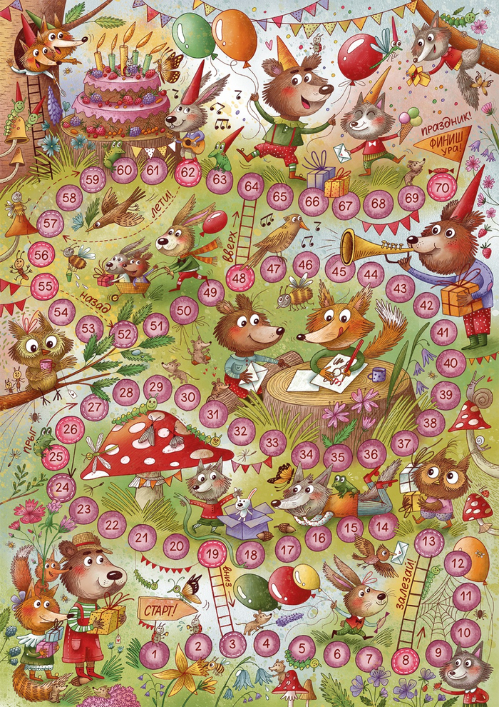 Игра-ходилка "День рождения в лесу"