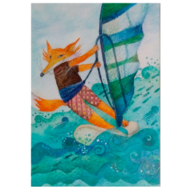 Лис катается