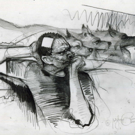 Mikhail Bulgakov "Dog heart". Sketch illustration of .2016. Author's work