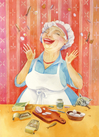 бабуля готовит