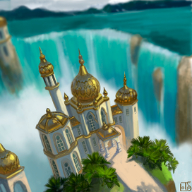 Замок у водопада