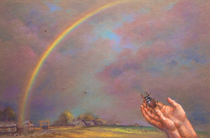 Иллюстрация с стихотворению Льва Квитко "Жучок"