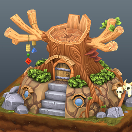 Домик друида (Игровая Low-poly)