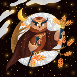 Марафон "Тайны магического леса" - Филин друид и осенний фонарик 