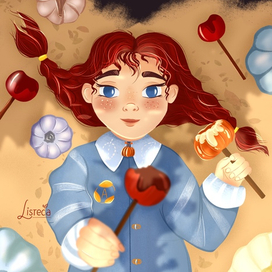 Осенняя девочка с карамельной тыквой