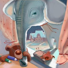 ...дин-дон,дин-дон в перулке ходит слон, старый серый слон...