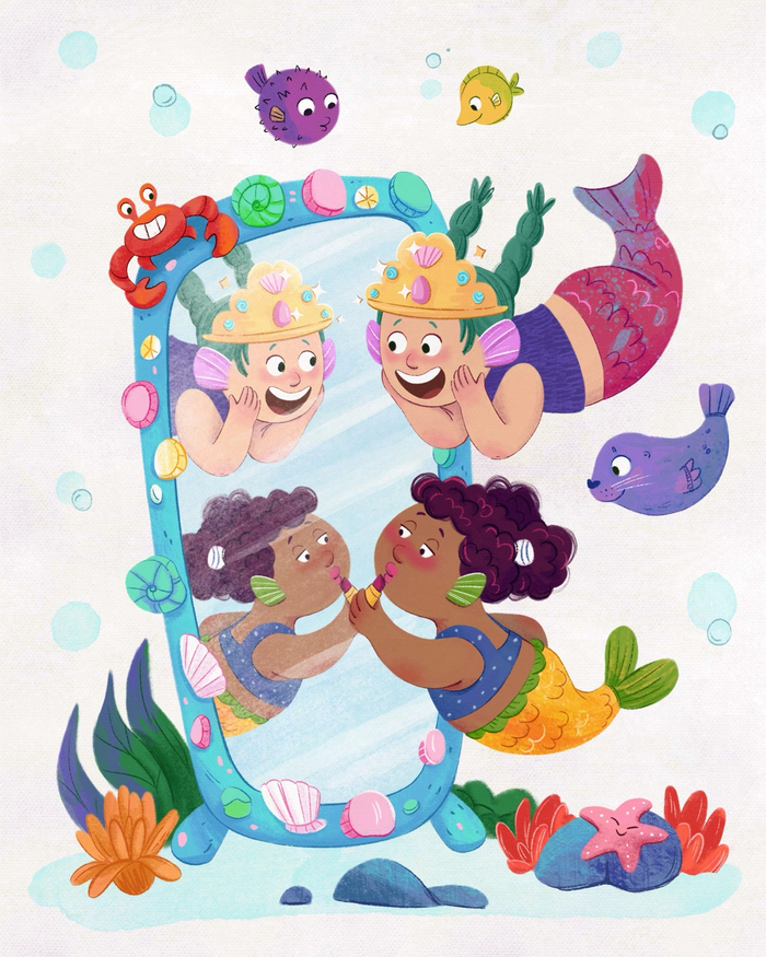 Маленькие русалки. Детская иллюстрация
