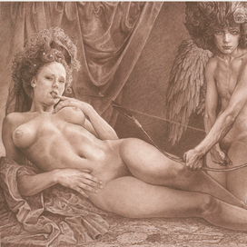 Венера и Амур. сепия