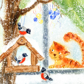 Кот и скворечник.