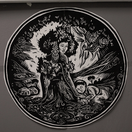 Серия дипломной работы в технике линогравюра🖤 Мифы и легенды древнего Казахстана "Родники Умай - Умай Булагы", Алматы 2015 (копия)