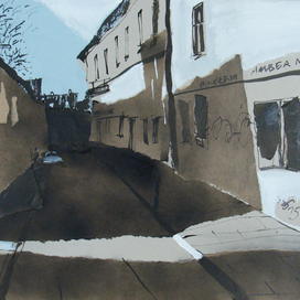 Прибалтийский альбом №2. Лист 21. Б., тушь, акриловый спрей, гуашь. 40х60. 2015