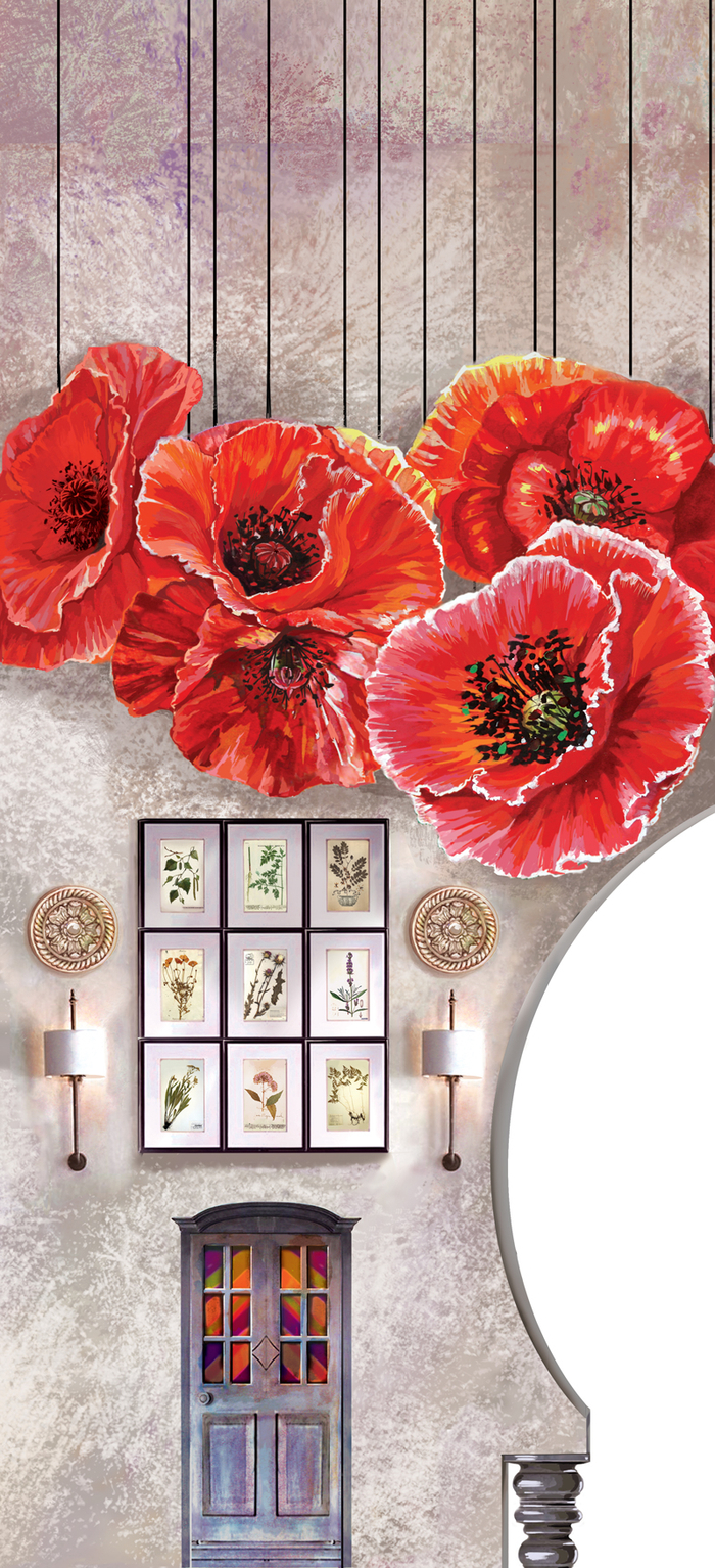 "Моя жена лгунья". Эскиз сценографии. Левый полузадник.