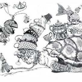 «Черепаха-чайная, Омар лоцман и маленькая рыбка, любительница черешни».