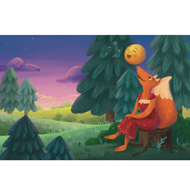 Колобок забрался на нос лисе