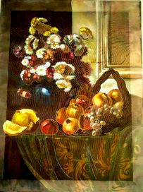 "Цветы и фрукты на столе"