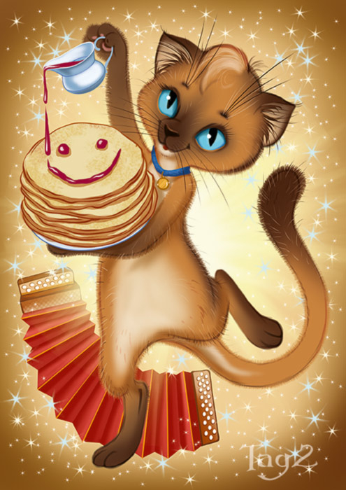 Кошка с лепешками