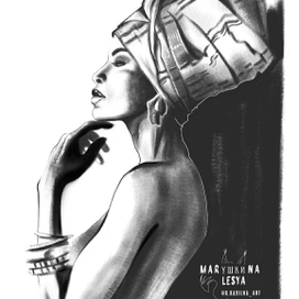 Интерьерный портрет. Уголь. Этнические сюжеты