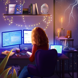 Девушка за работой