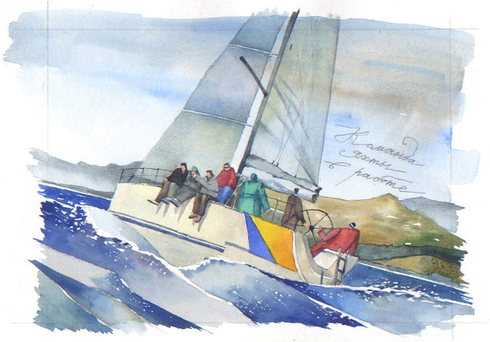 Команда яхты в работе