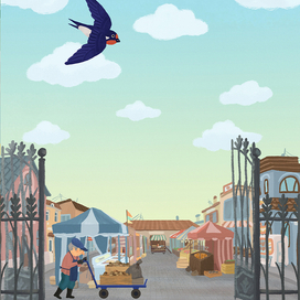 Фон для мультфильма "Ася и Вася", день, серия Рынок