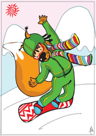 Белка на сноуборде