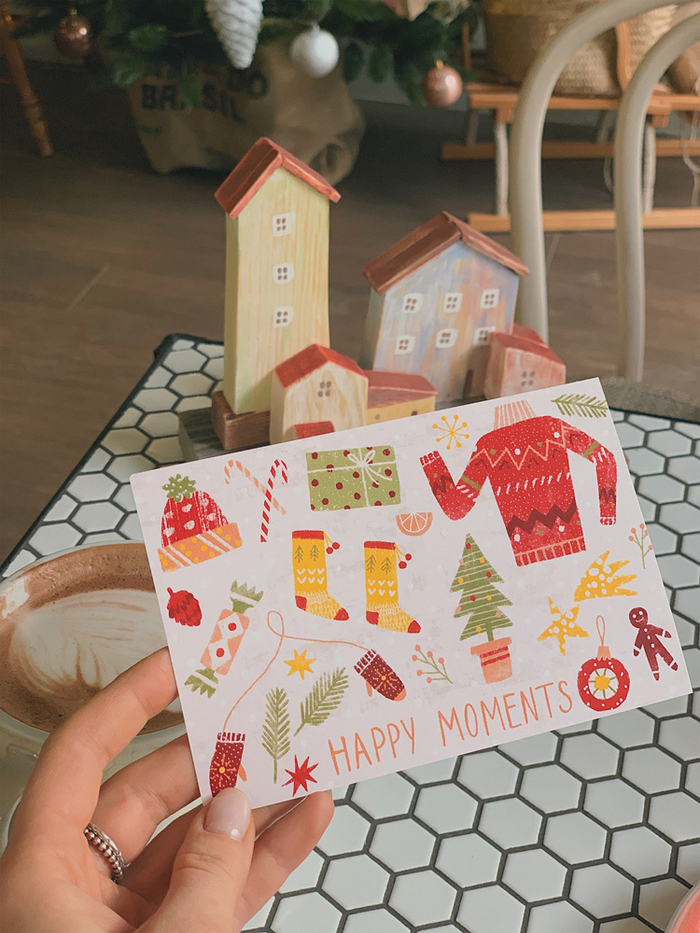 Открытка "Happy moments" для кофейни "The moments"