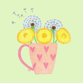 Одуванчики в кружке