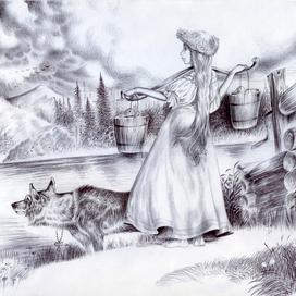 Косы расплела, по воду ушла...