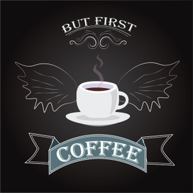 Chalk effect. Cup of coffee