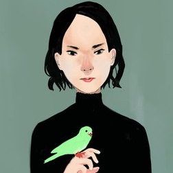 девушка с попугаем