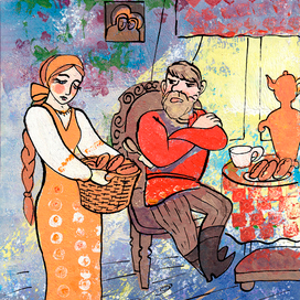 Иллюстрация к сказке "Сказка про мужа - купца, про Машу красу, толстую косу и Ваню молодца крепыша и удальца."