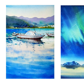 пейзажи. Акварель