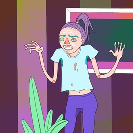 напугала вазон. фикус обомлел.