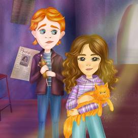 Гермиона и Рон фан-арт