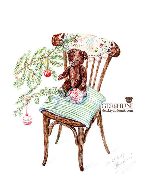 Новогодняя акварель..))