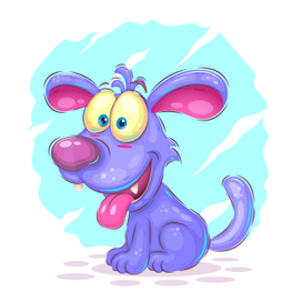 Голубой мультяшный щенок