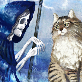 Кошка и смерть. Иллюстрация к стихотворению.
