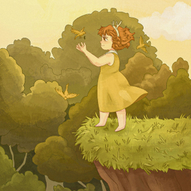 Перерисовка работы художницы "Ветер цвета индиго"